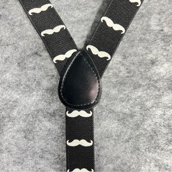 “I Moustache You” Suspenders “Y” Style Swag 1” Wide Clip-On Fun Unisex Stretch - Picture 4 of 14